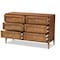 Baxton Studio Ramiel MidCentury Modern Ash Walnut Finished Wood and Rattan 6Drawer Dresser 215-12427-ZORO - alternate 4